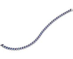 Bransoletka z białego złota z diamentami i szafirami - 18 cm - próba 585