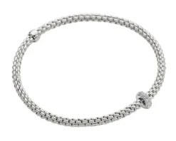 Bransoletka z białego złota z brylantami - 0,18 ct - próba 750