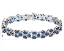 Bransoletka z białego złota z brylantami i szafirami - 18 cm - próba 585