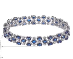 Bransoletka z białego złota z brylantami i szafirami - 19 cm - próba 585