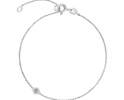 Bransoletka z białego złota z diamentem - 0,007 ct - próba 375