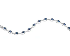 Bransoletka z białego złota z brylantami i szafirami - 19 cm - próba 585