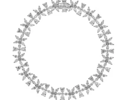 Bransoletka z białego złota z diamentami - kwiaty - 18 cm - 7,53 ct - próba 750