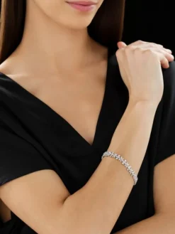 Bransoletka z białego złota z diamentami - kwiaty - 18 cm - 7,53 ct - próba 750