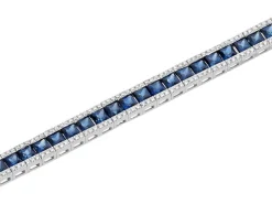 Bransoletka z białego złota z brylantami i szafirami - 18 cm - próba 585