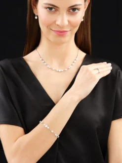 Bransoletka z białego złota z brylantami - 18 cm - 1,75 ct - próba 585