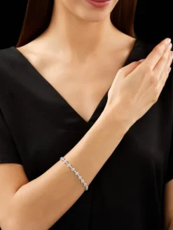 Bransoletka z białego złota z brylantami - 18 cm - 3,00 ct - próba 585