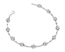 Bransoletka z białego złota z brylantami - 18 cm - 1,15 ct - próba 585