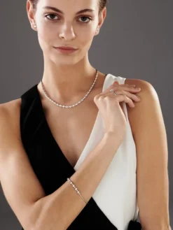 Bransoletka z białego złota z brylantami - 19 cm - 0,49 ct - próba 585