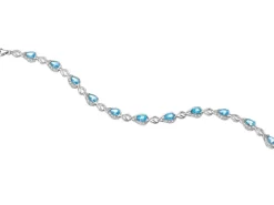 Bransoletka z białego złota z diamentami i topazami - 18 cm - próba 375