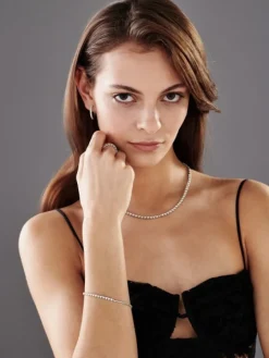 Bransoletka z białego złota z brylantami - 19 cm - 0,32 ct - próba 585