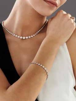 Bransoletka z białego złota z brylantami - 18 cm - 3,75 ct - próba 585