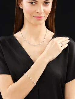 Bransoletka z białego złota z brylantami - 19 cm - - 0,90 ct - próba 585