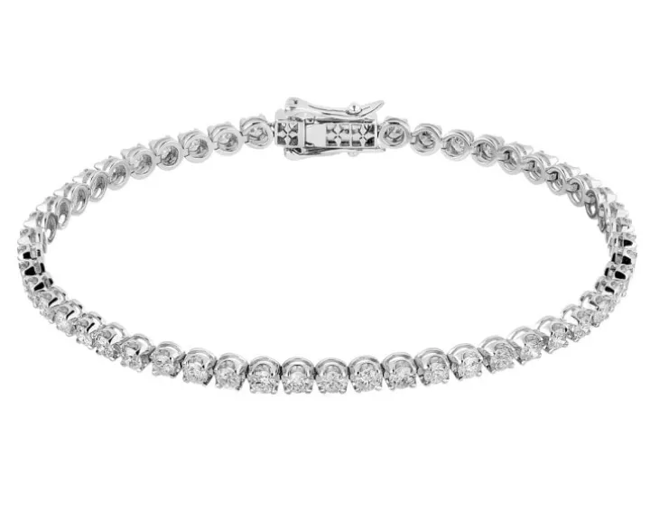 Bransoletka z białego złota z brylantami - 19 cm - 3,70 ct - próba 750