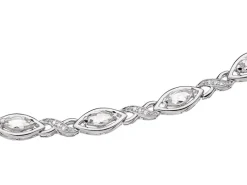 Bransoletka z białego złota z diamentami i topazami białymi - 18 cm - próba 375