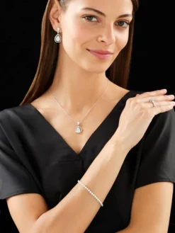 Bransoletka z białego złota z brylantami - 18 cm - 3,58 ct - próba 585