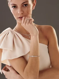 Bransoletka z białego złota z brylantami - 18 cm - 0,97 ct - próba 585