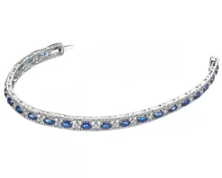 Bransoletka z białego złota z brylantami i szafirami - 18 cm - próba 585
