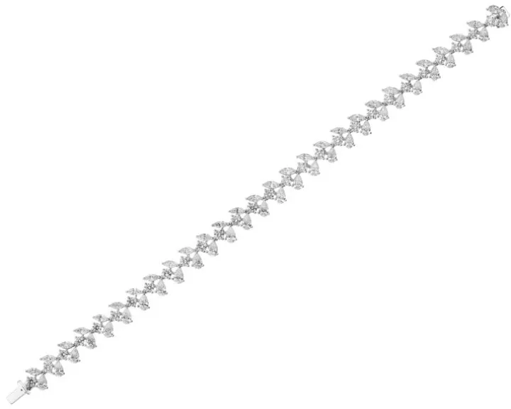 Bransoletka z białego złota z diamentami - 18 cm - 8,15 ct - próba 750