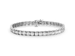 Bransoletka z białego złota z diamentami - 18 cm - 0,72 ct - próba 585