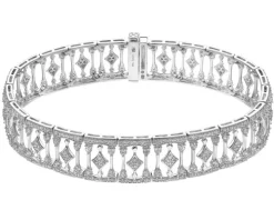 Bransoletka z białego złota z brylantami - 18 cm - 3,18 ct - próba 585
