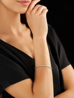 Bransoletka z białego złota z brylantami - 18 cm - 0,72 ct - próba 585