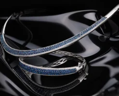 Bransoletka z białego złota z brylantami i szafirami - próba 585