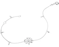 Bransoletka z białego złota z diamentami - drzewko - 0,01 ct - próba 375