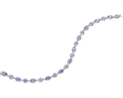 Bransoletka z białego złota z brylantami i tanzanitami - 18 cm - próba 585