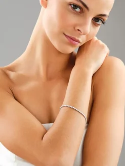 Bransoletka z białego złota z brylantami laboratoryjnymi - 19 cm - 3,00 ct - próba 750