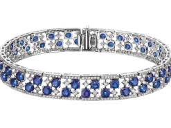 Bransoletka z białego złota z brylantami i szafirami - próba 585