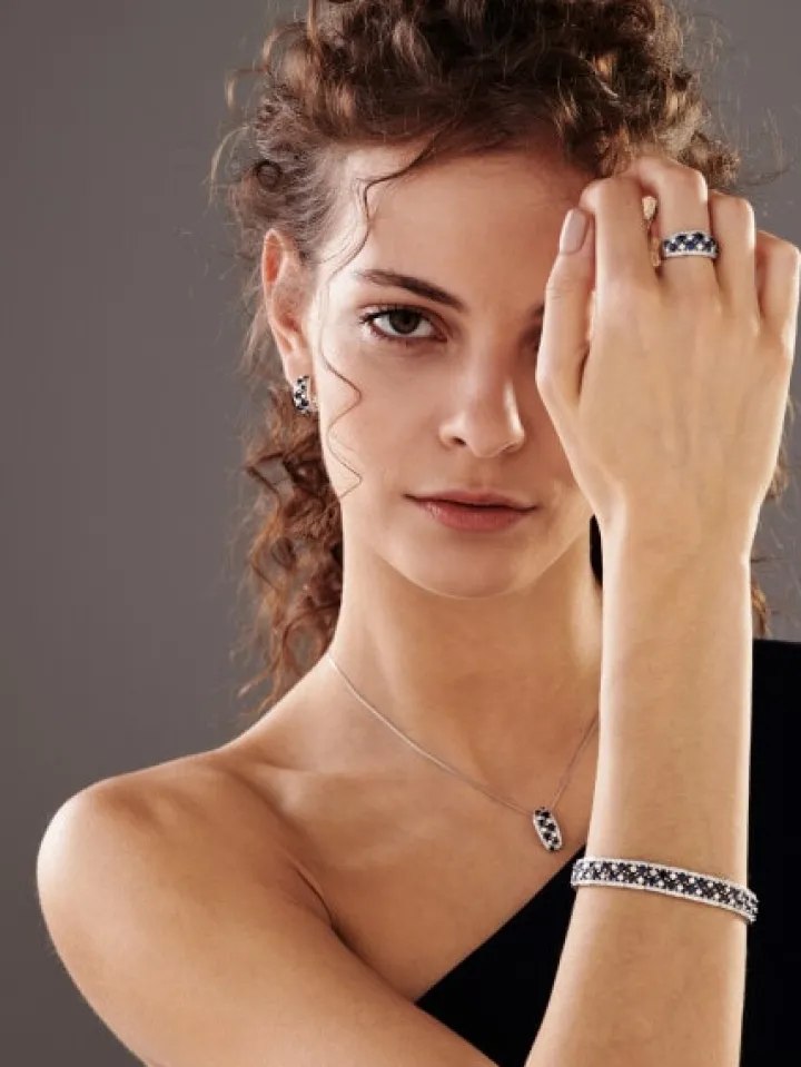 Bransoletka z białego złota z brylantami i szafirami - próba 585