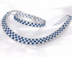 Bransoletka z białego złota z brylantami i szafirami - próba 585