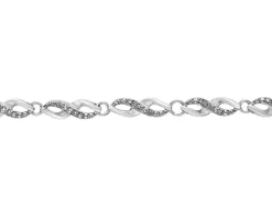 Bransoletka z białego złota z diamentami - 18 cm - 0,17 ct - próba 375
