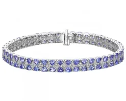 Bransoletka z białego złota z diamentami i tanzanitami - 18 cm - próba 585