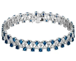 Bransoletka z białego złota z brylantami i szafirami - 18 cm - próba 585