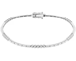 Bransoletka z białego złota z brylantami - 19 cm - 0,15 ct - próba 585