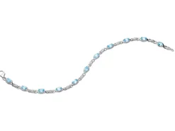 Bransoletka z białego złota z diamentami i topazami - 18 cm - próba 375