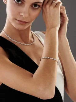 Bransoletka z białego złota z brylantami - 18 cm - 0,47 ct - próba 585