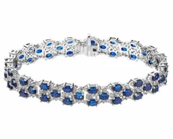 Bransoletka z białego złota z brylantami i szafirami - 19 cm - próba 585