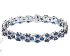 Bransoletka z białego złota z brylantami i szafirami - 19 cm - próba 585