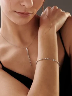 Bransoletka z białego złota z brylantami - 18 cm - 1,36 ct - próba 750