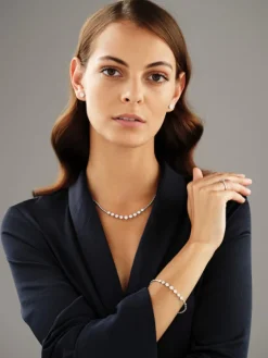 Bransoletka z białego złota z brylantami - 18 cm - 0,83 ct - próba 585