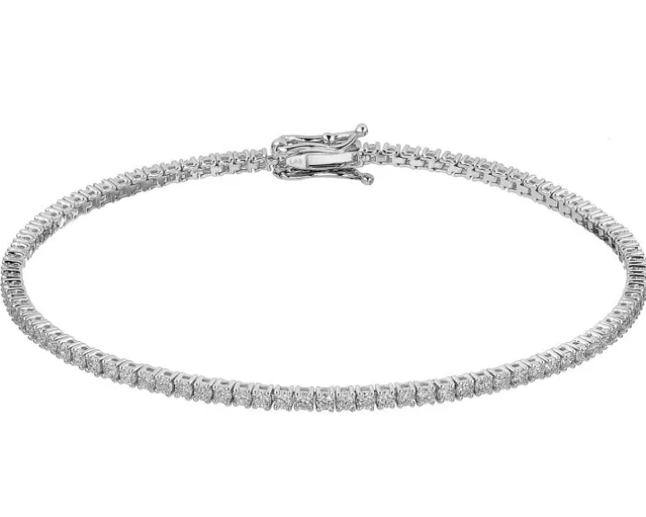 Bransoletka z białego złota z brylantami laboratoryjnymi - 18 cm - 2,00 ct - próba 750