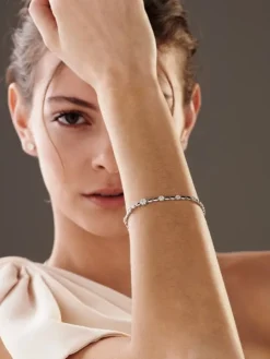 Bransoletka z białego złota z brylantami - 18 cm - 0,63 ct - próba 585