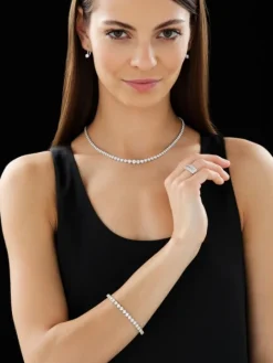 Bransoletka z białego złota z brylantami - 18 cm - 7,00 ct - próba 750