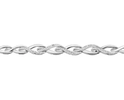 Bransoletka z białego złota z diamentami - 18 cm - 0,05 ct - próba 585