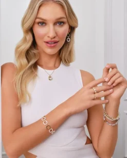 Bransoletka z ceramiki i mosiądzu pozłacana z cyrkoniami