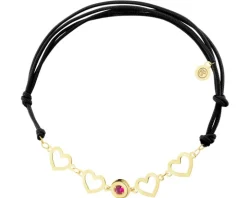 Bransoletka z cyrkonią i elementami z żółtego złota - serca