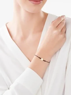 Bransoletka z cyrkonią i elementami z żółtego złota - kwiat